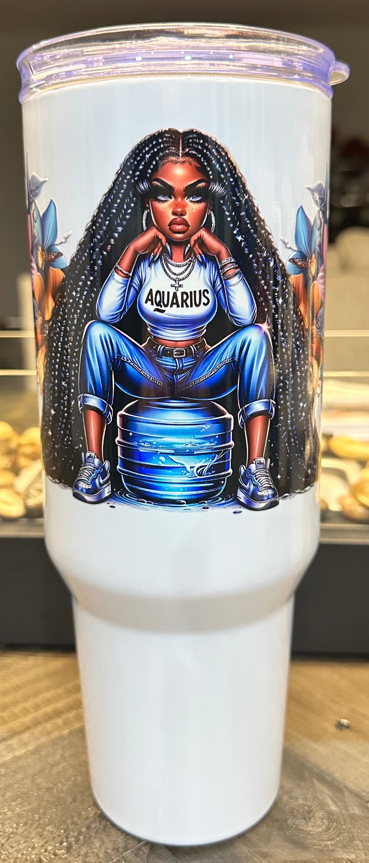 40oz Black Girl Zodiac Tumbler with Handle