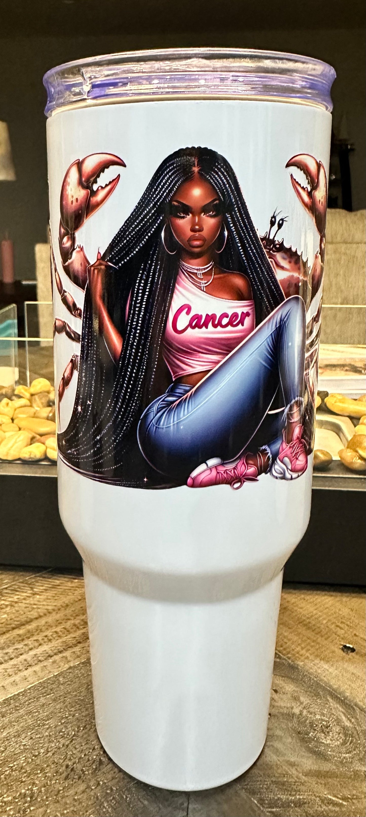 40oz Black Girl Zodiac Tumbler with Handle