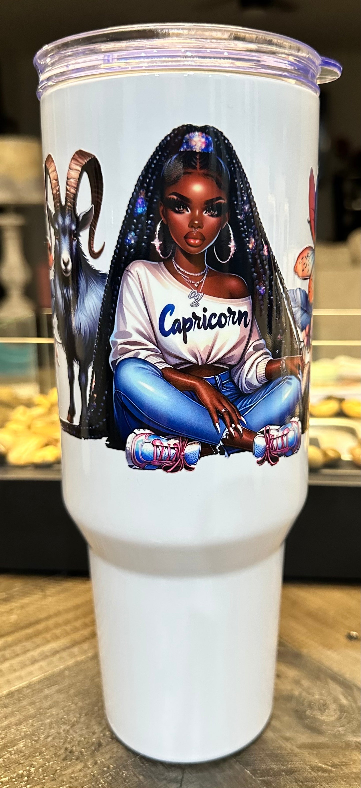 40oz Black Girl Zodiac Tumbler with Handle