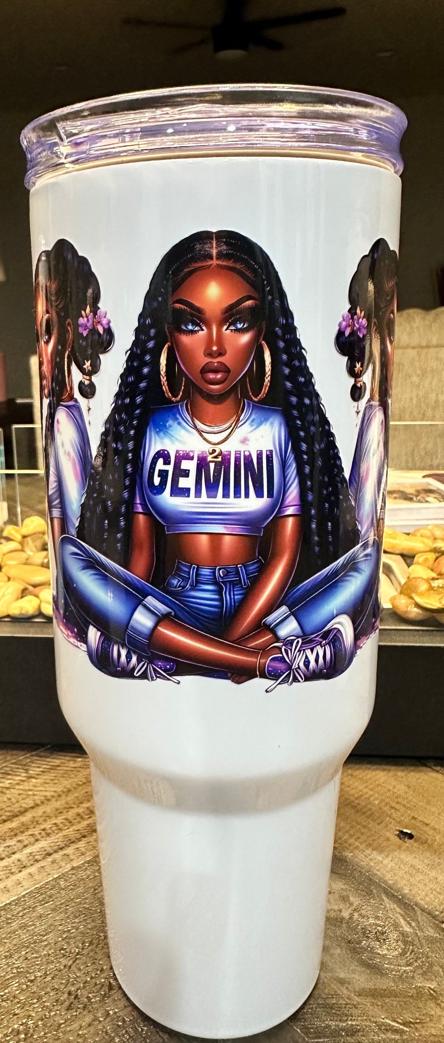 40oz Black Girl Zodiac Tumbler with Handle