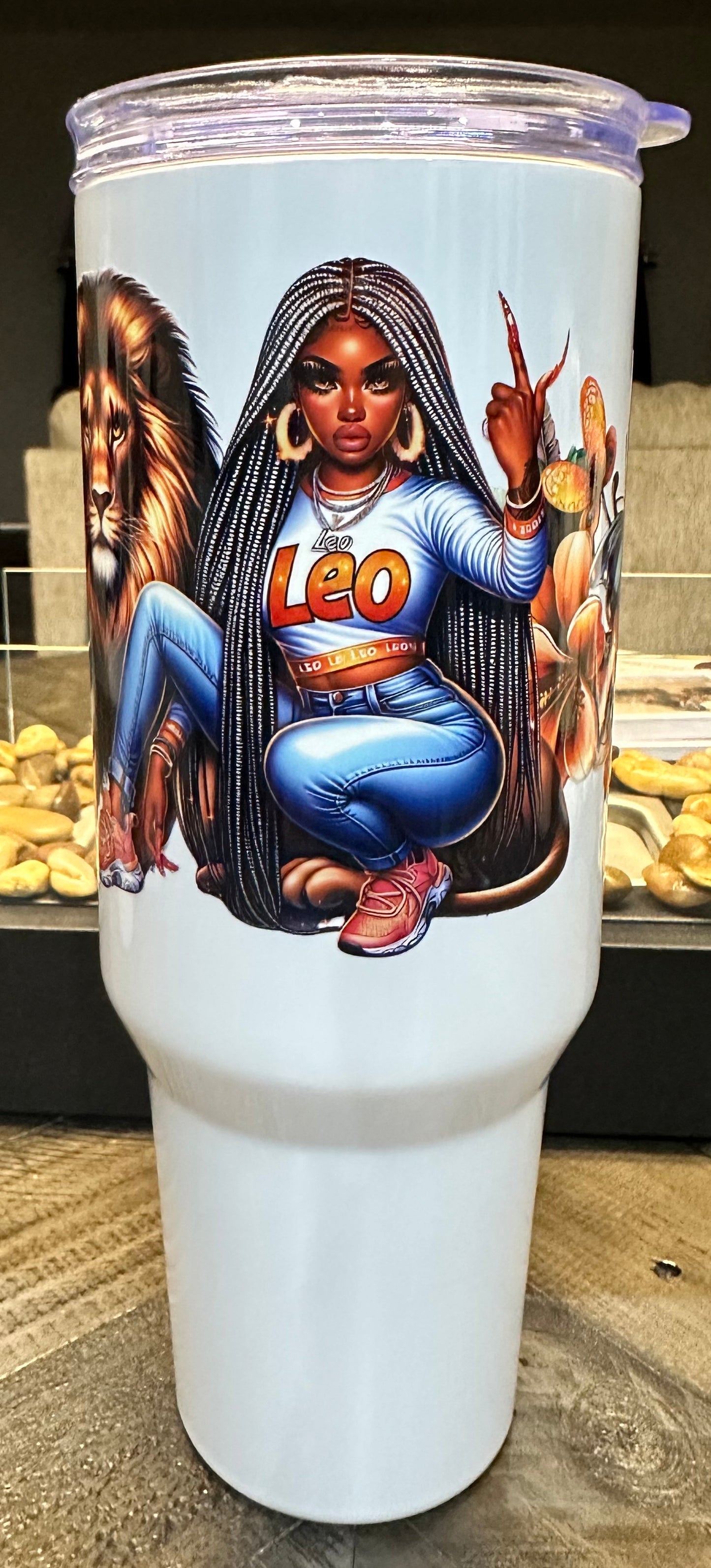 40oz Black Girl Zodiac Tumbler with Handle