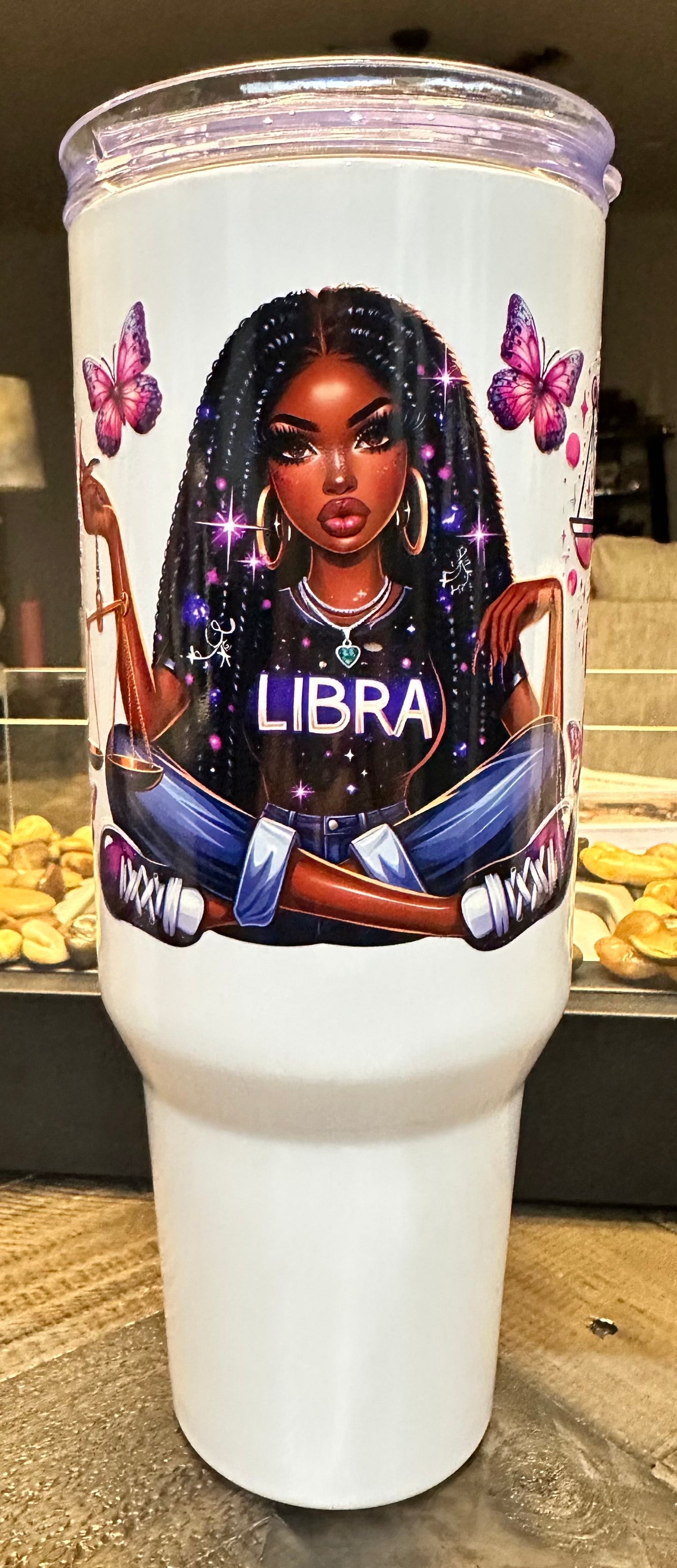 40oz Black Girl Zodiac Tumbler with Handle