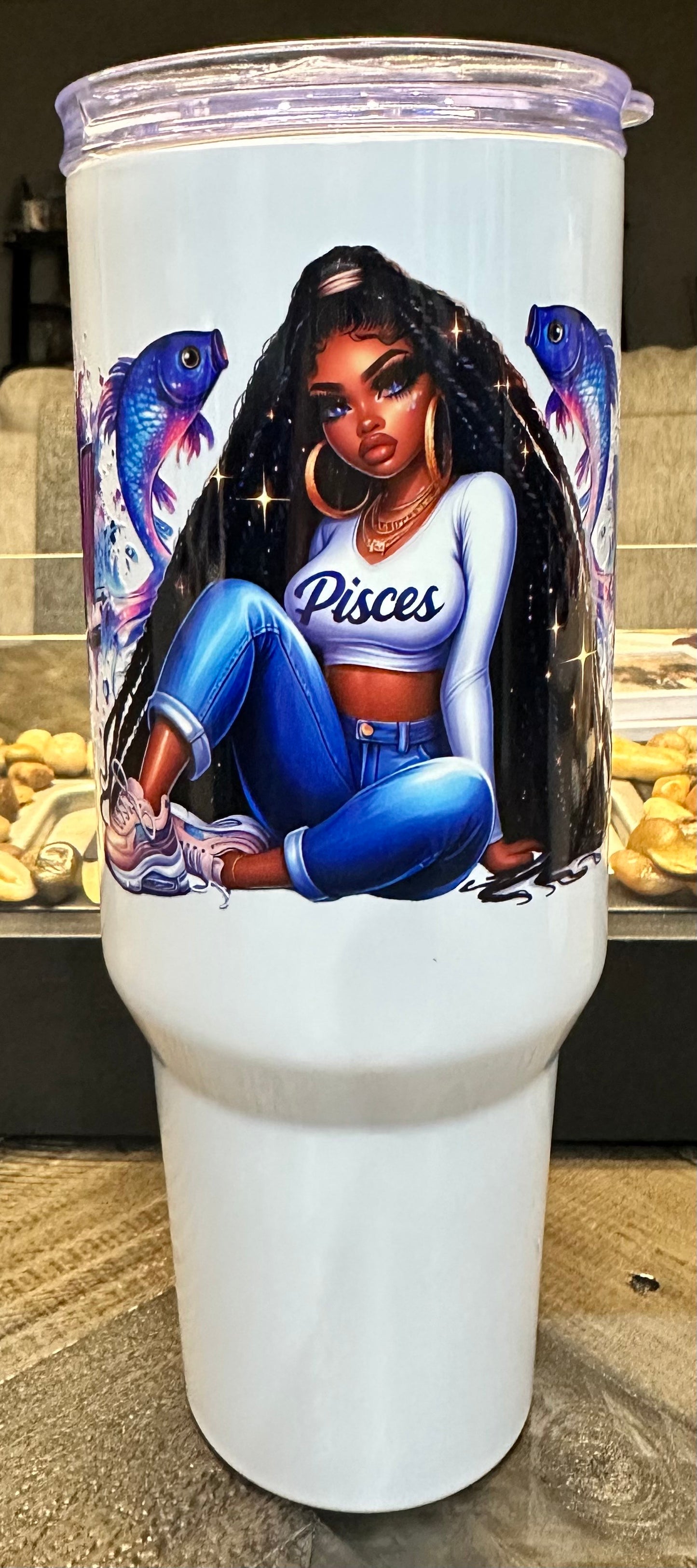 40oz Black Girl Zodiac Tumbler with Handle