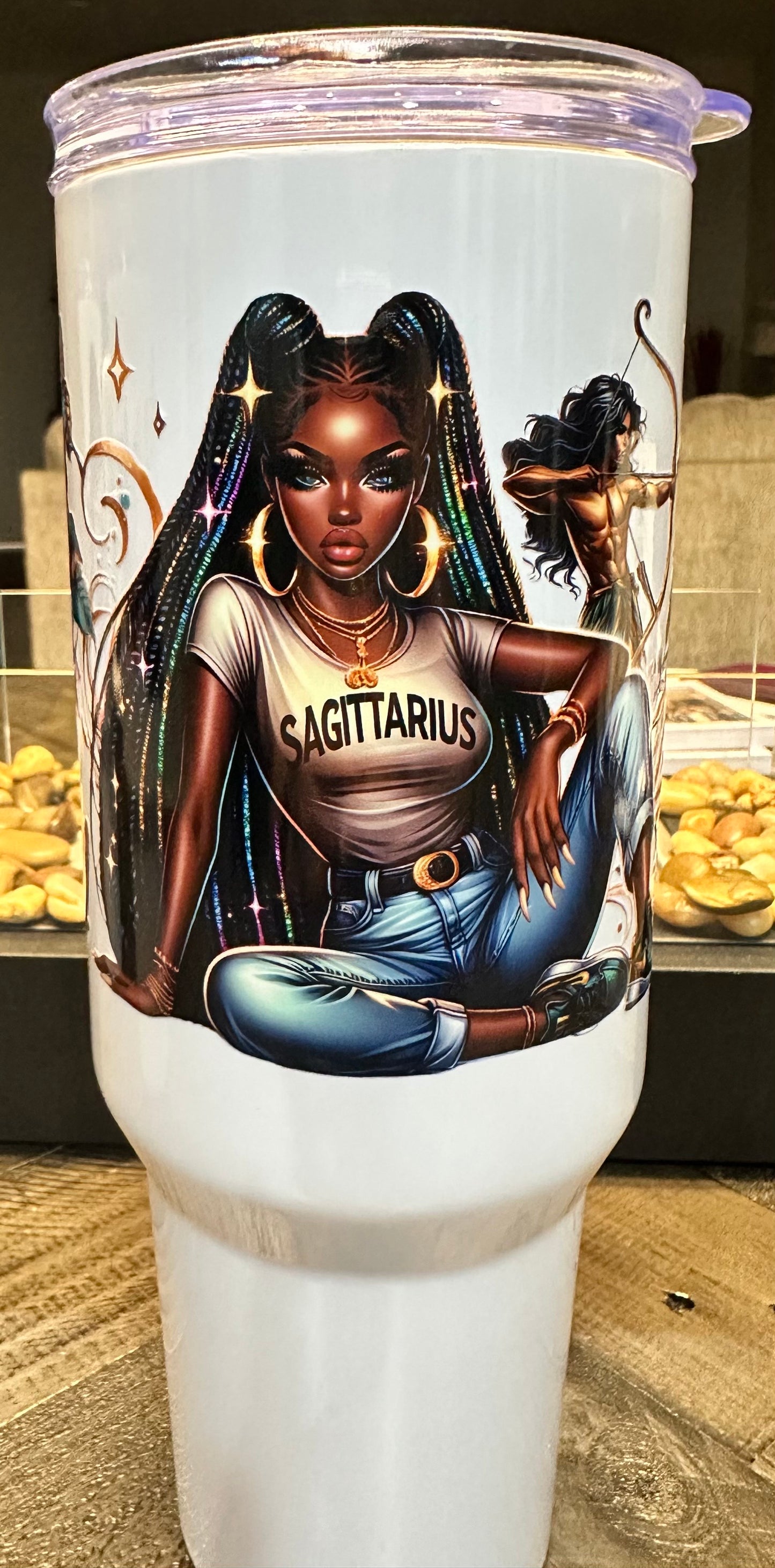 40oz Black Girl Zodiac Tumbler with Handle