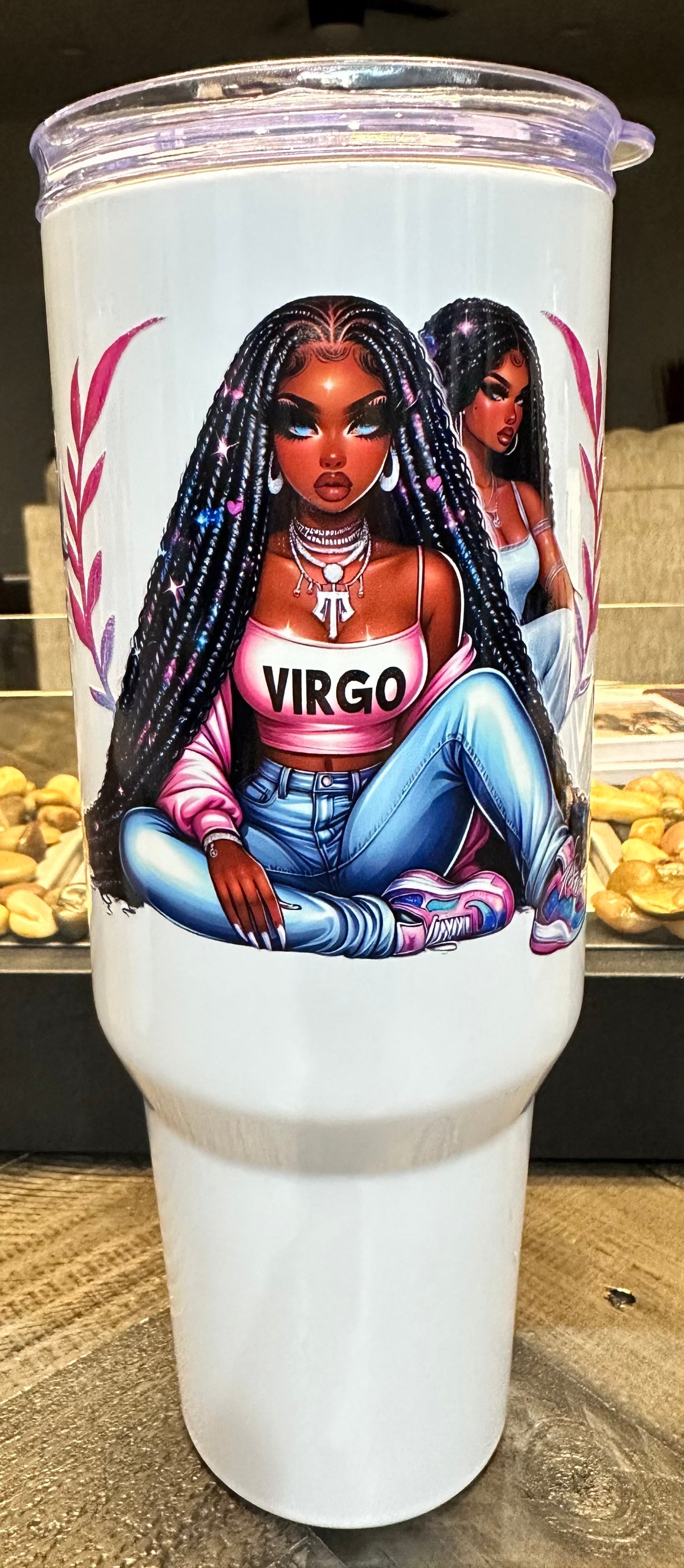 40oz Black Girl Zodiac Tumbler with Handle